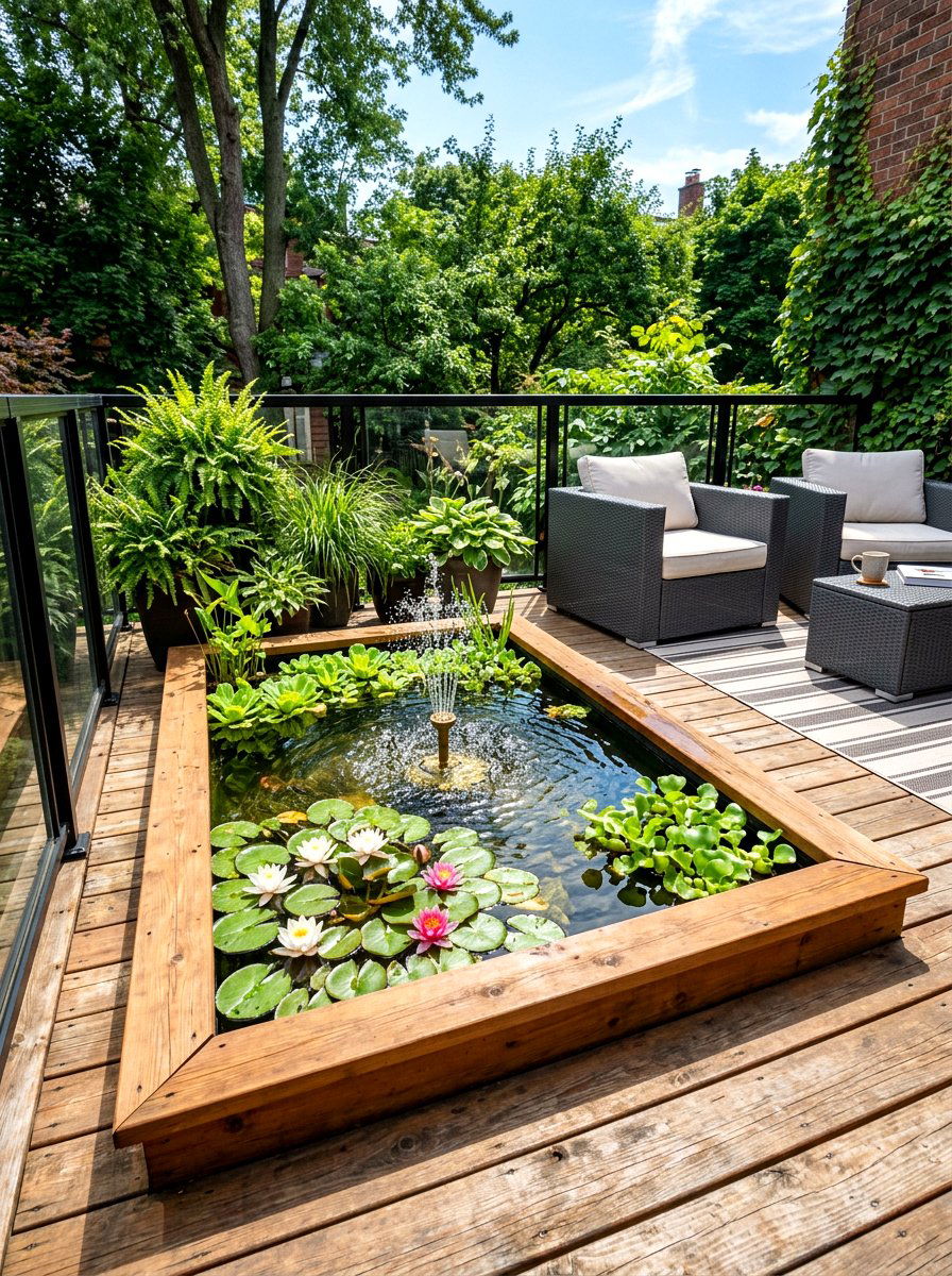Small Deck Pond - 30 water feature landscaping ideas