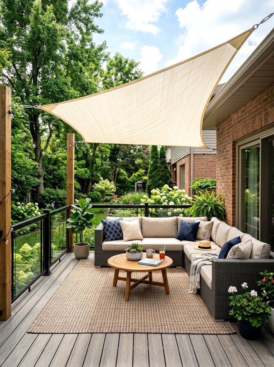 Small Deck Shade Sail - 30 small deck ideas