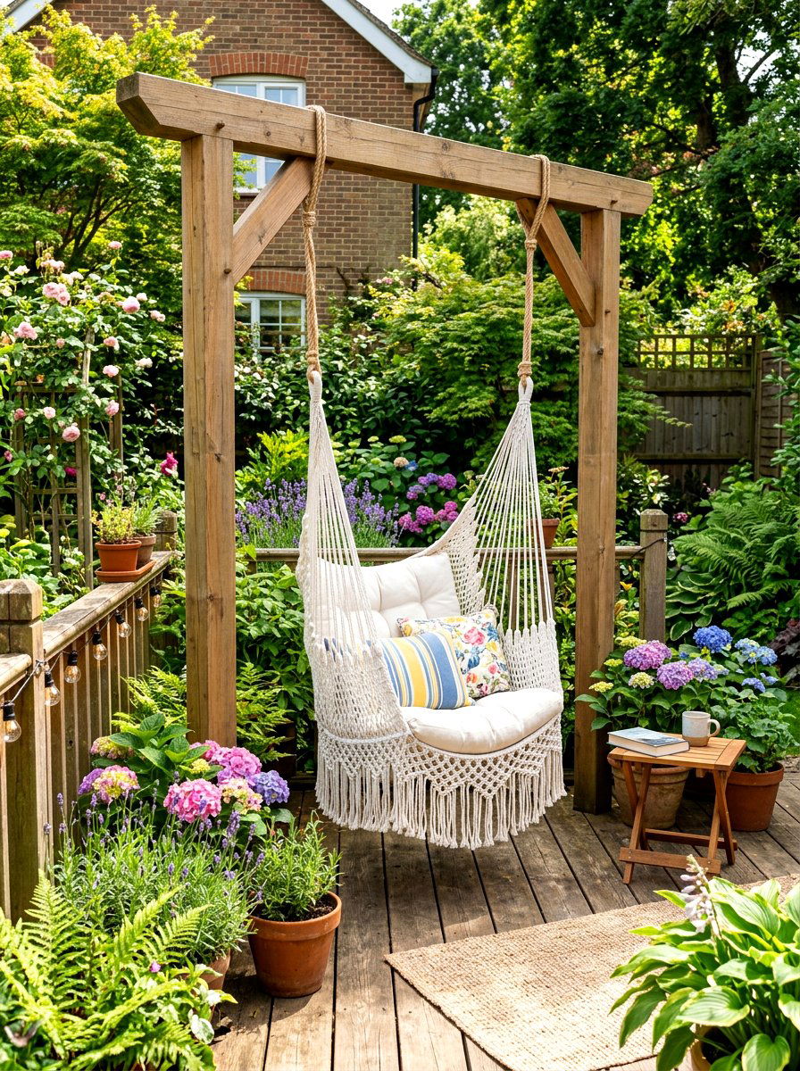 Small Deck Swing Chair - 30 small deck ideas