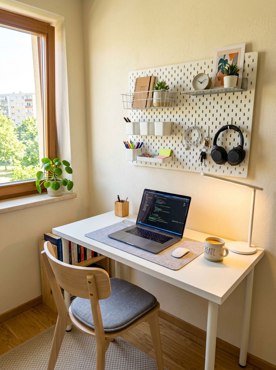 Small Desk Pegboard - 30 office pegboard ideas