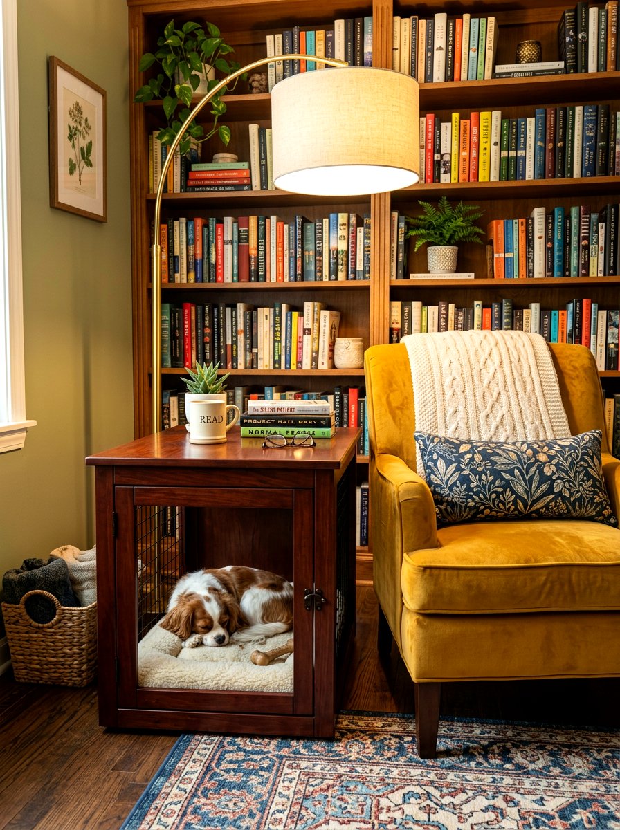 Small Dog Crate Side Table - 30 dog crate furniture ideas