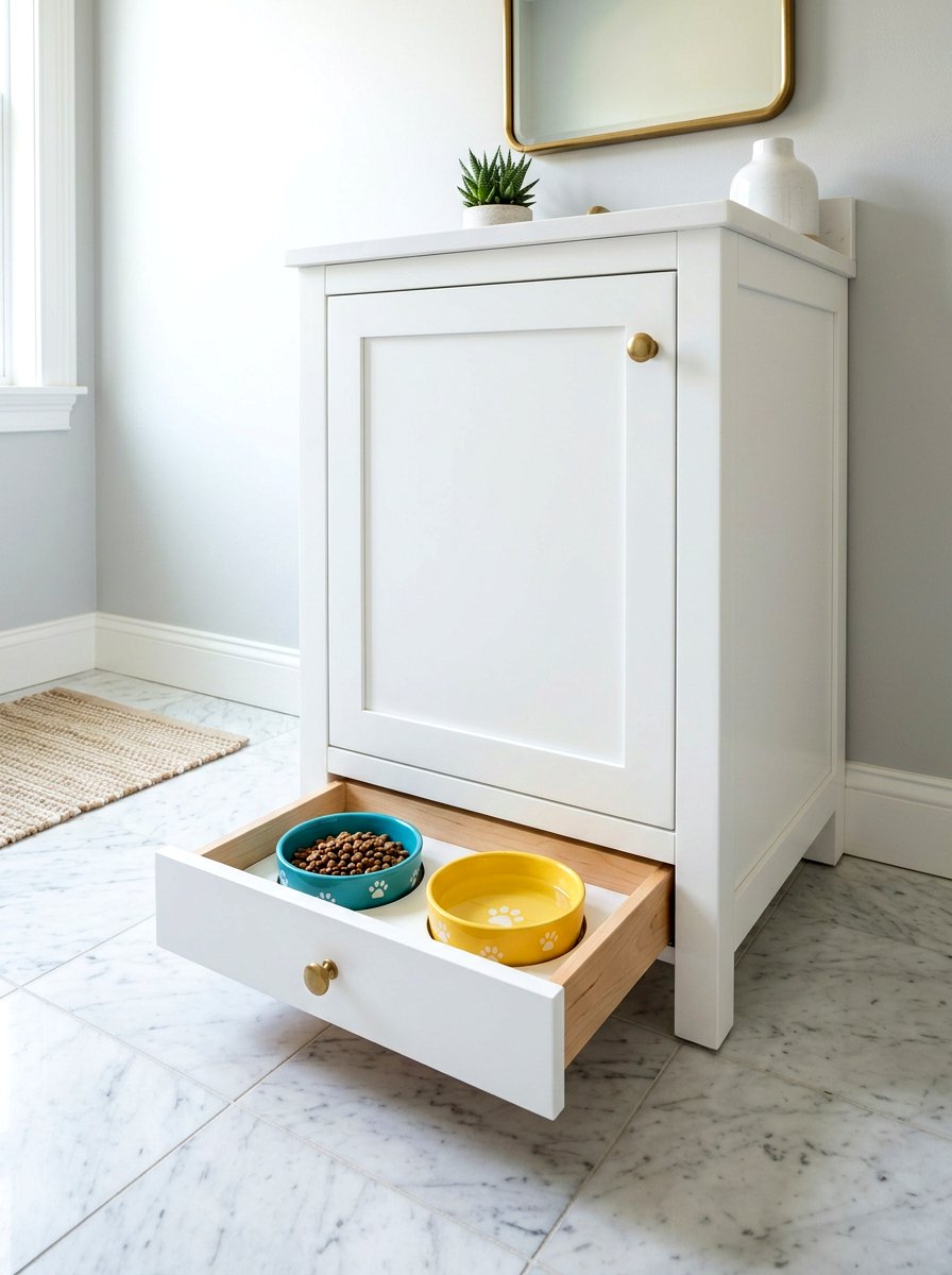 Small Dog Hidden Bowl Drawer - 30 dog bowl drawer ideas