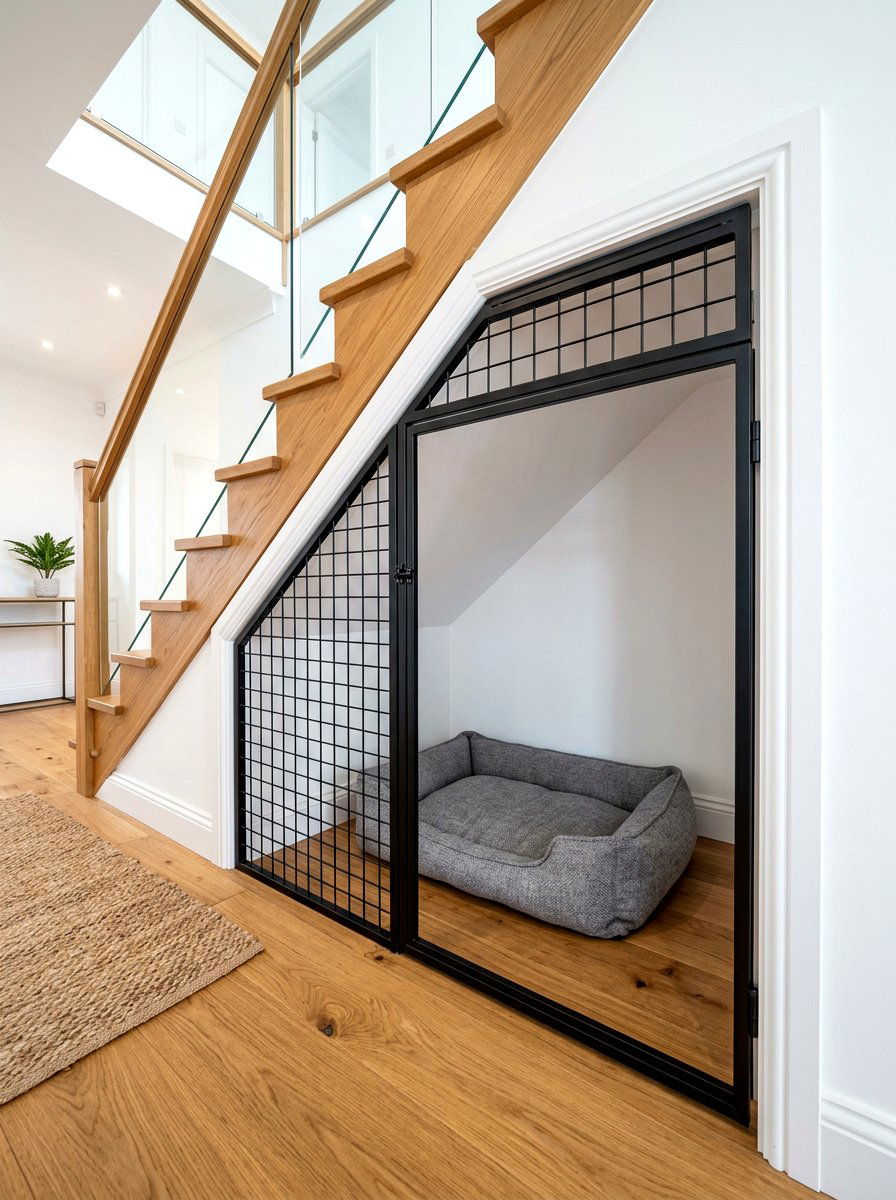 Small Dog Kennel - 30 under staircase pet nook ideas