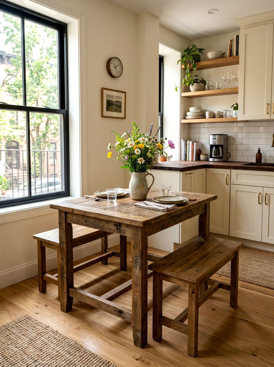 Small Farmhouse Table - 30 apartment breakfast nook ideas