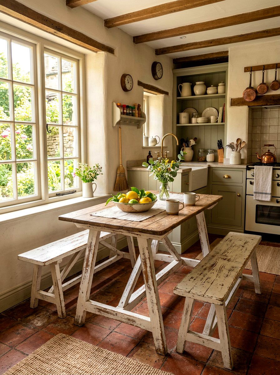 Small Farmhouse Trestle Table - 30 small space dining table ideas