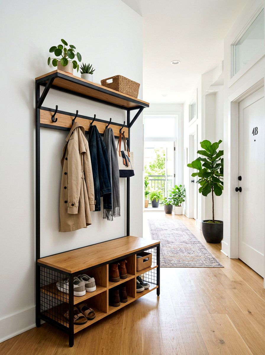 Small Hall Tree - 30 mini mudroom apartment ideas