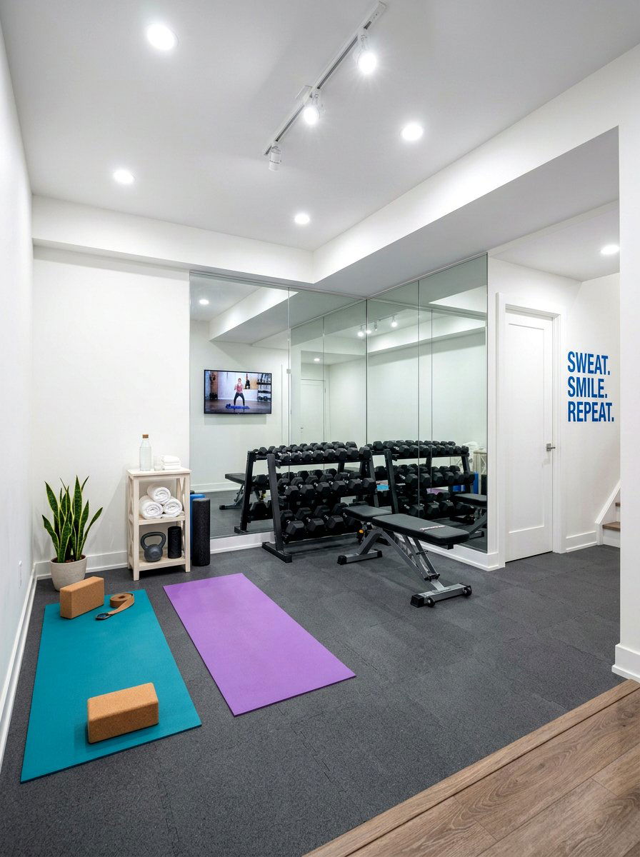 Small Home Gym - 30 low ceiling basement ideas