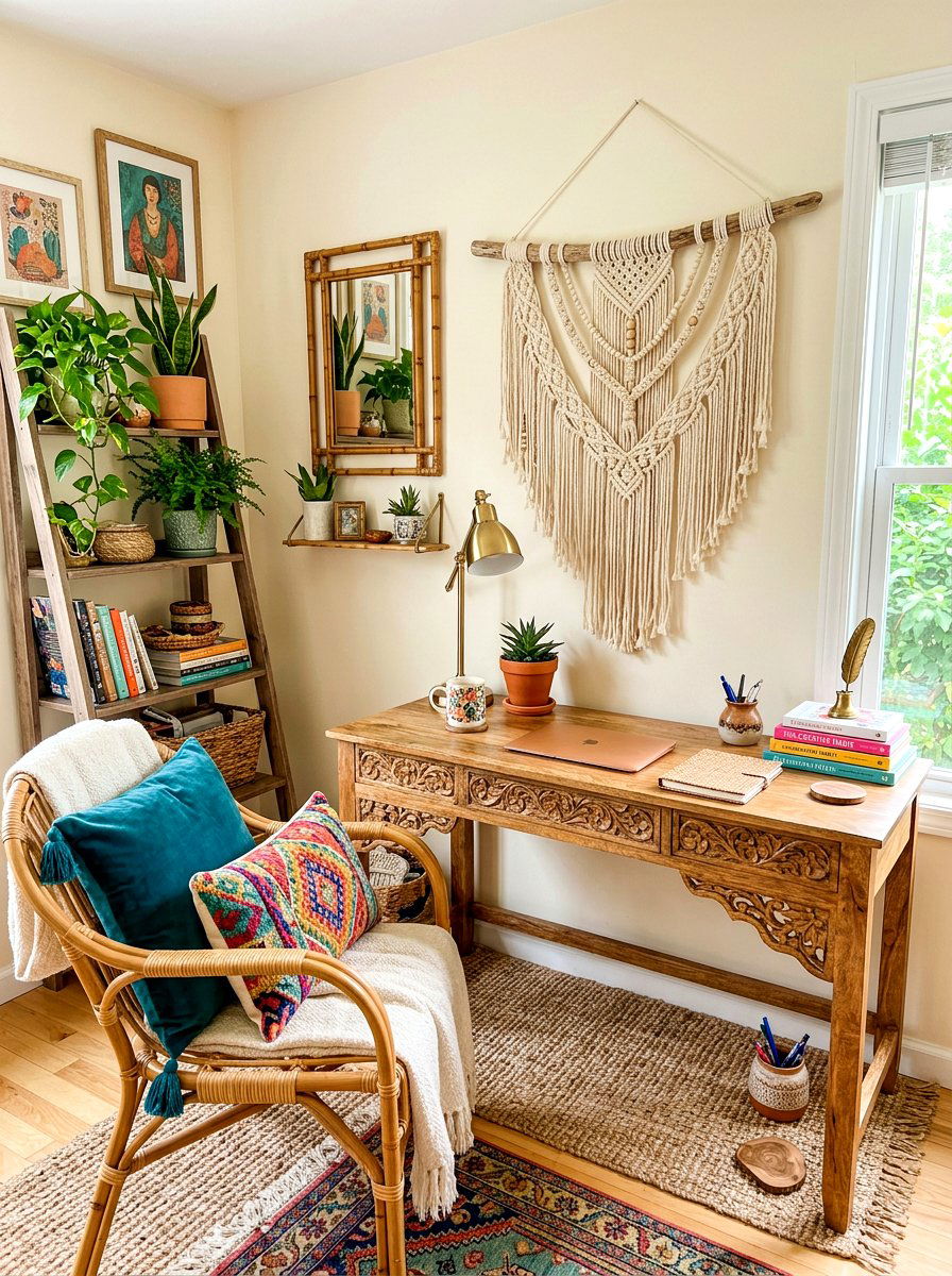 Small Home Office Boho Decor - 30 small home office ideas