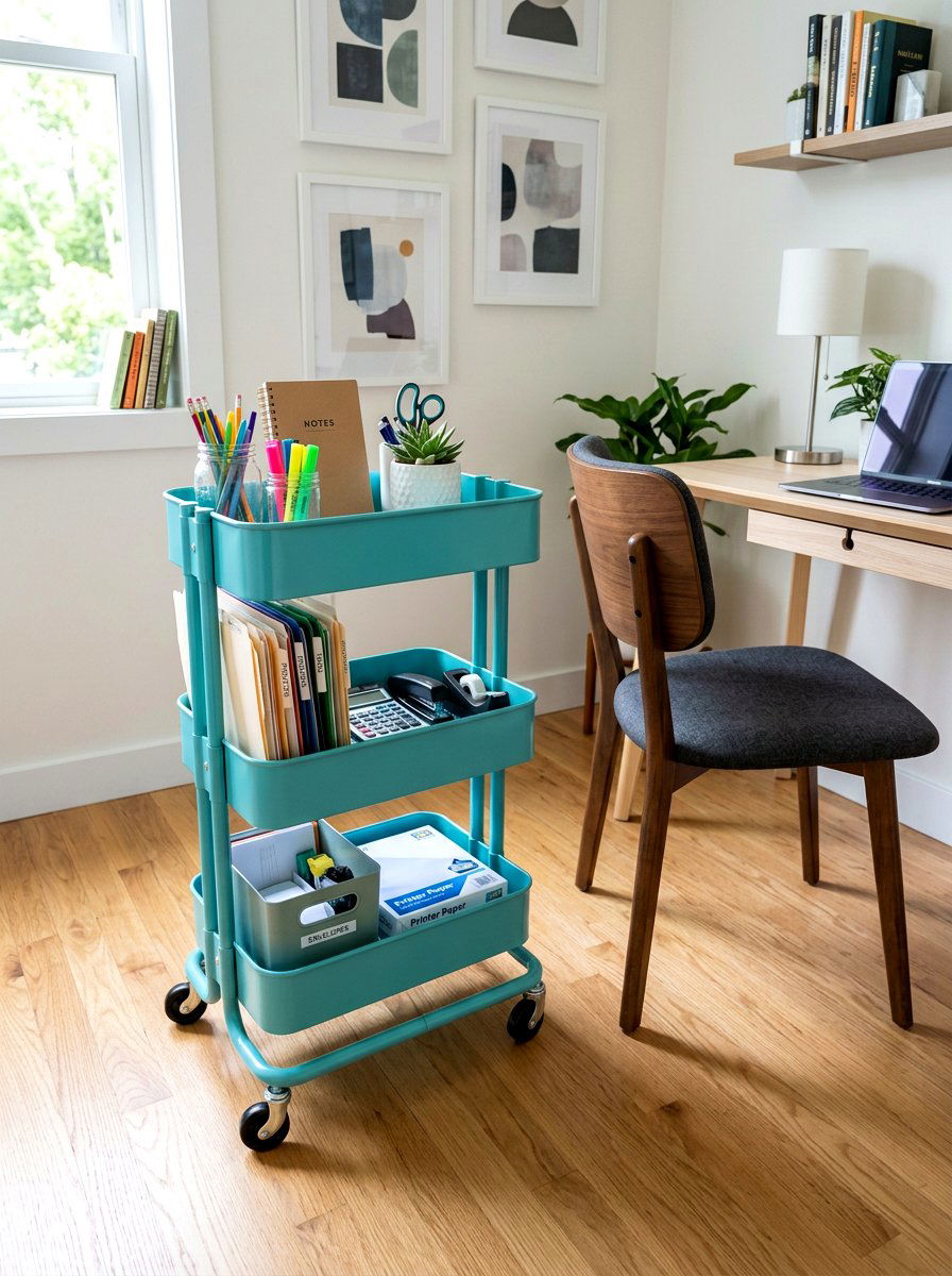 Small Home Office Rolling Cart - 30 small home office ideas