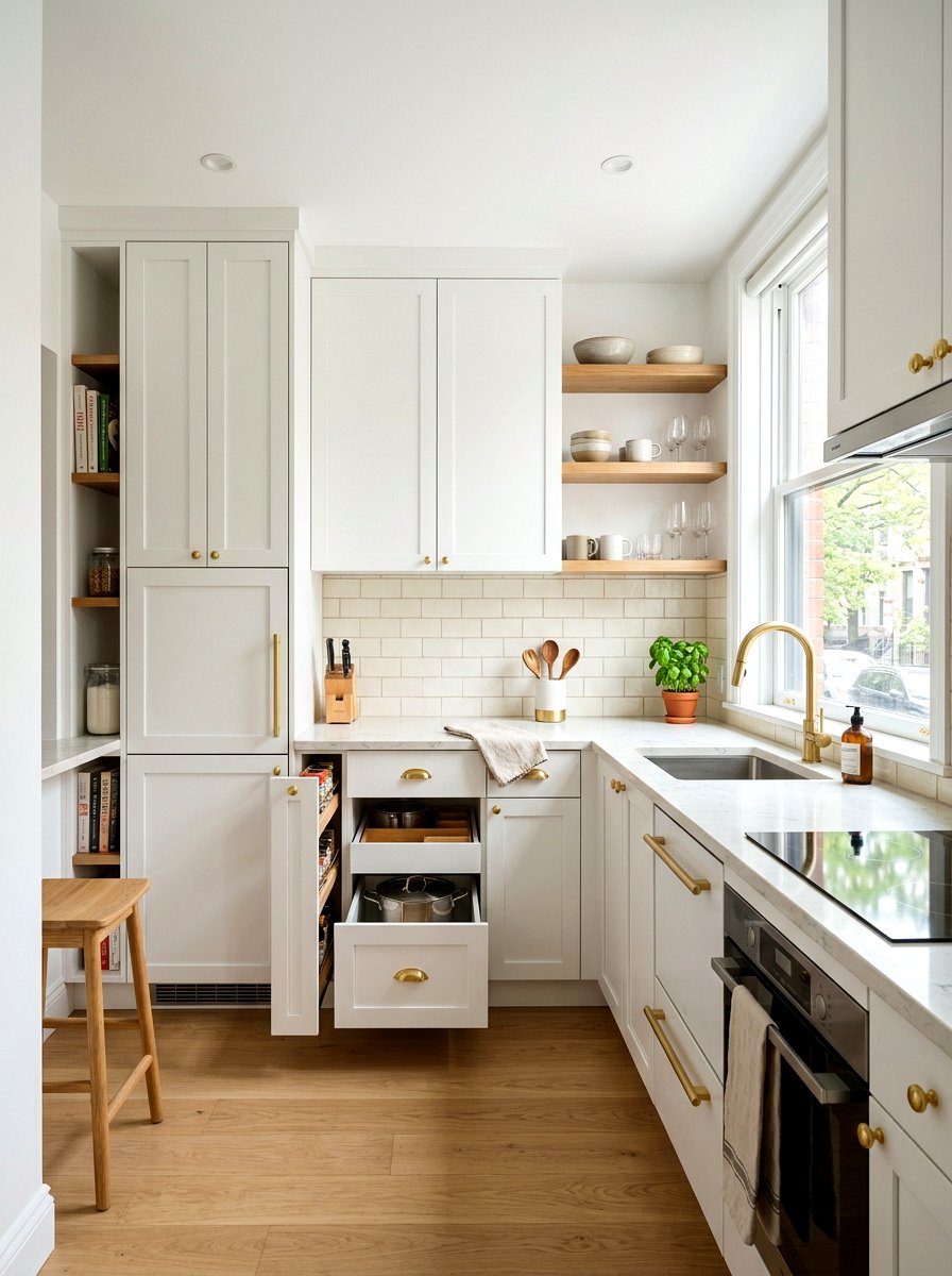 Small Kitchen Brass Cabinet Accents - 30 brass kitchen hardware ideas