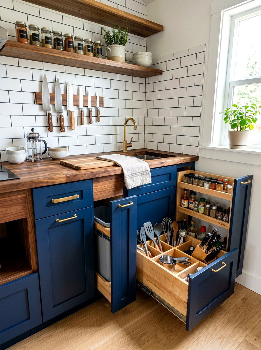 Small Kitchen Storage - 30 no upper cabinet kitchen ideas