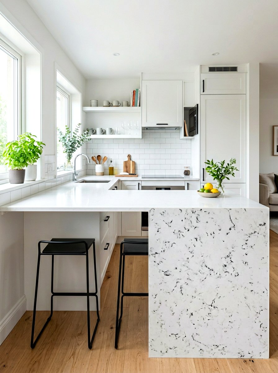 Small Kitchen Waterfall Island Stools - 30 waterfall island seating ideas