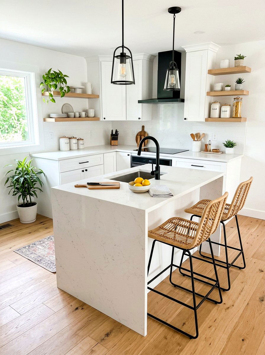 Small Kitchen Waterfall Island - 30 waterfall countertop ideas