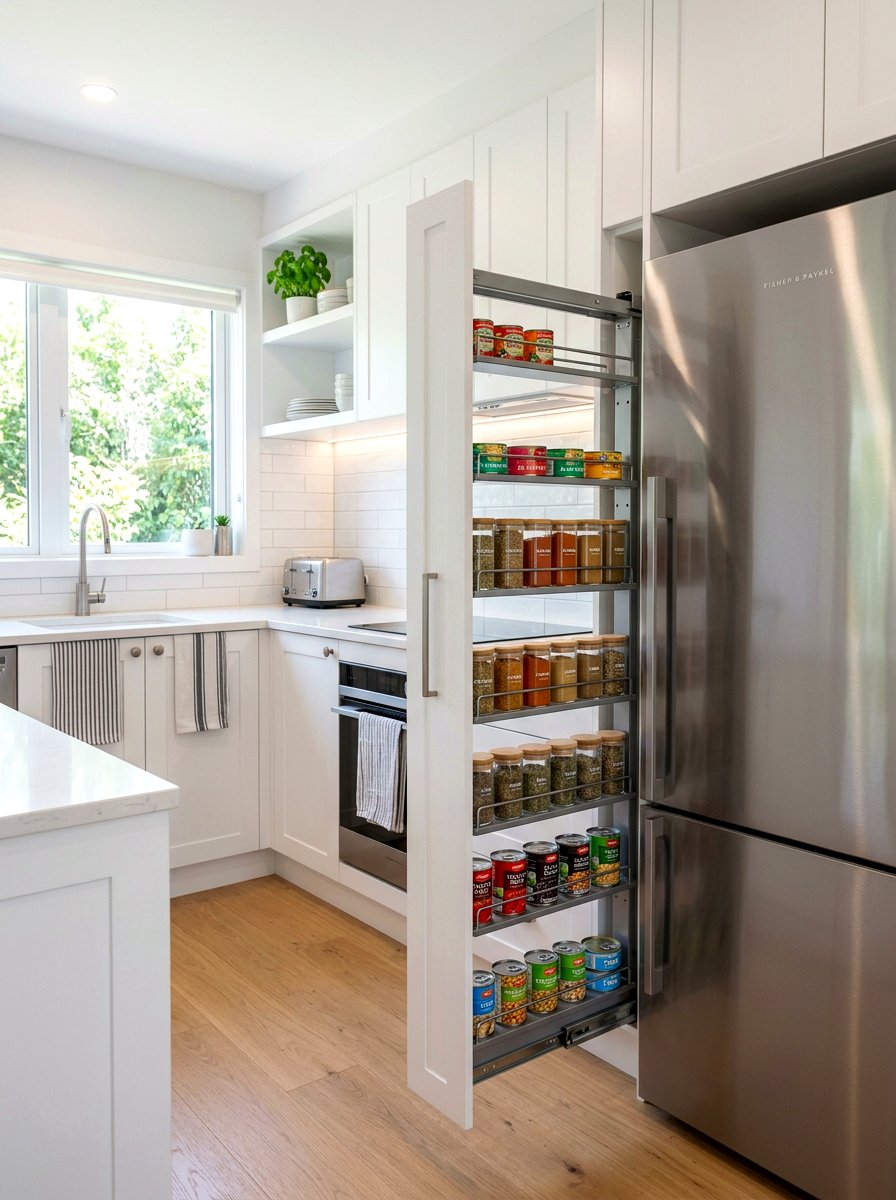 Small Kitchen With Pull Out Pantry - 30 micro living ideas