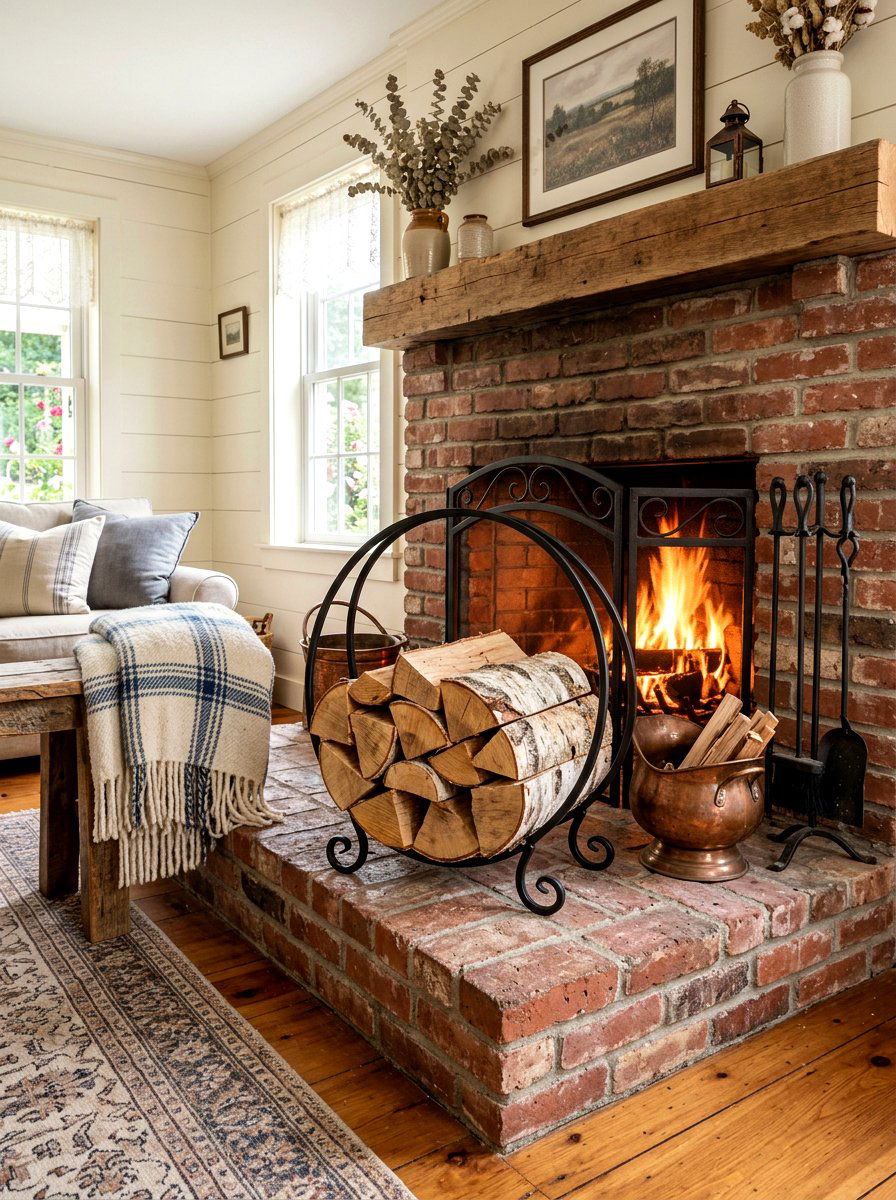 Small Log Hoop - 30 firewood rack ideas