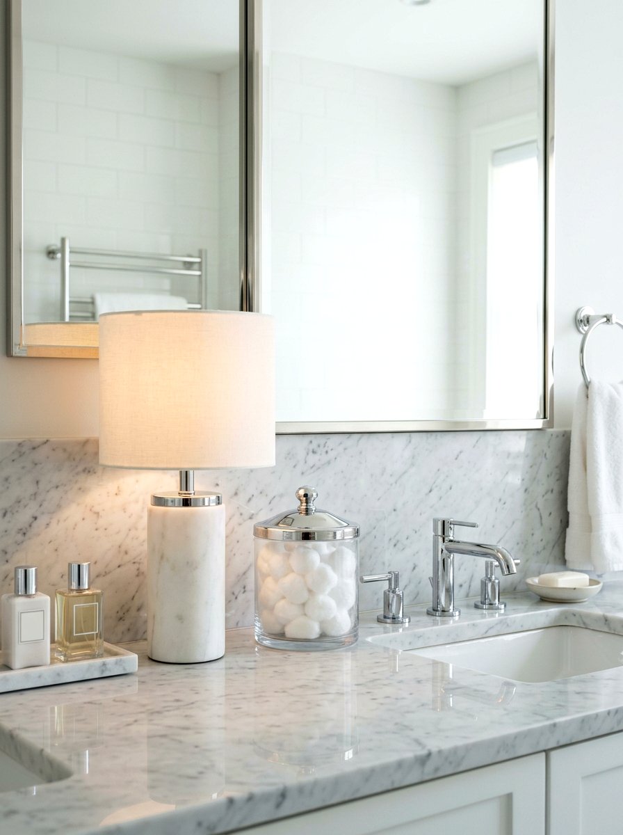 Small Marble Lamp - 30 mini lamp bathroom counter ideas