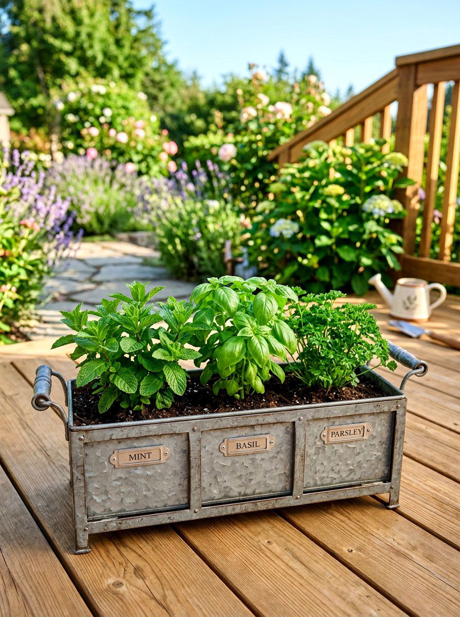 Small Metal Herb Bed - 30 metal raised bed ideas