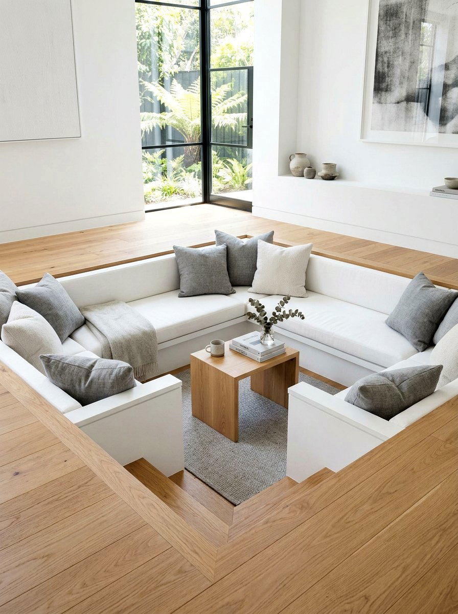 Small Minimalist Conversation Pit - 30 conversation pit living room ideas