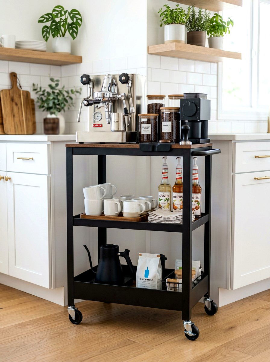 Small Mobile Coffee Station - 30 coffee cart apartment ideas