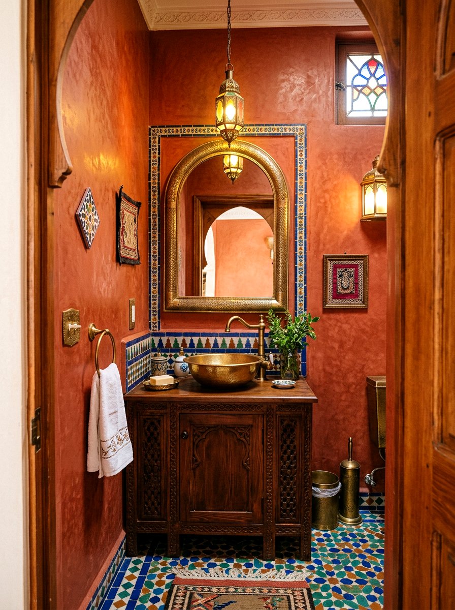 Small Moroccan Powder Room - 30 Moroccan bathroom ideas