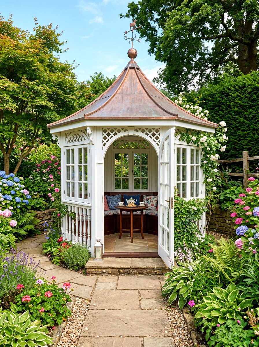 Small Octagonal Tea Pavilion - 30 garden tea gazebo ideas