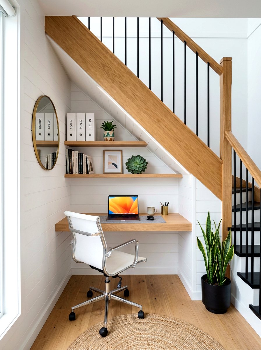 Small Office Under Stairs - 30 staircase nook ideas