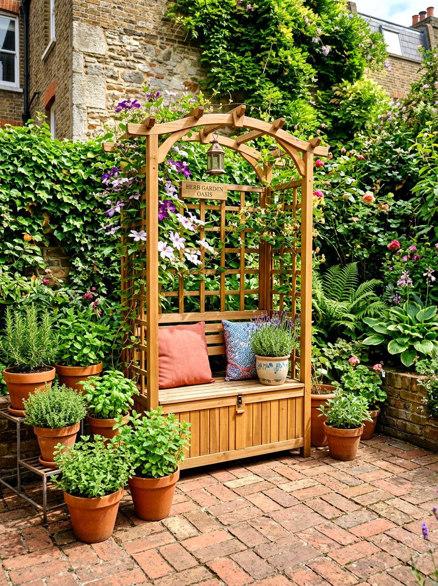 Small Patio Arbor - 30 arbor bench ideas