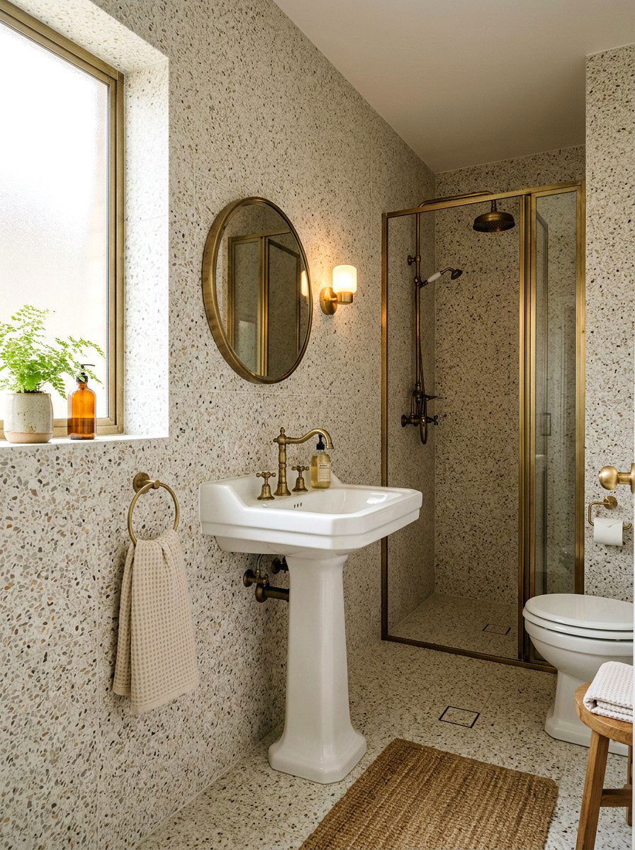 Small Pattern Terrazzo - 30 terrazzo bathroom ideas