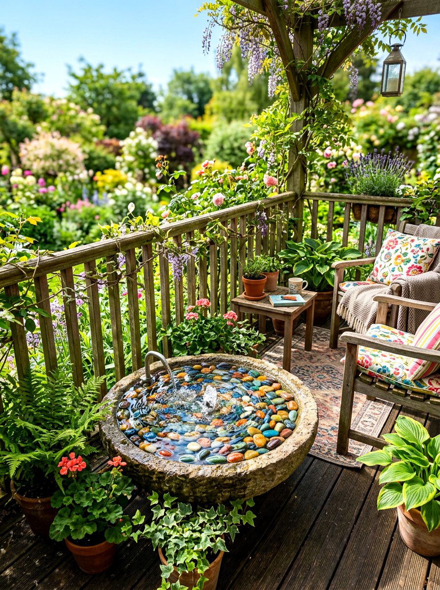 Small Pebble Fountain - 30 bubbling rock fountain ideas
