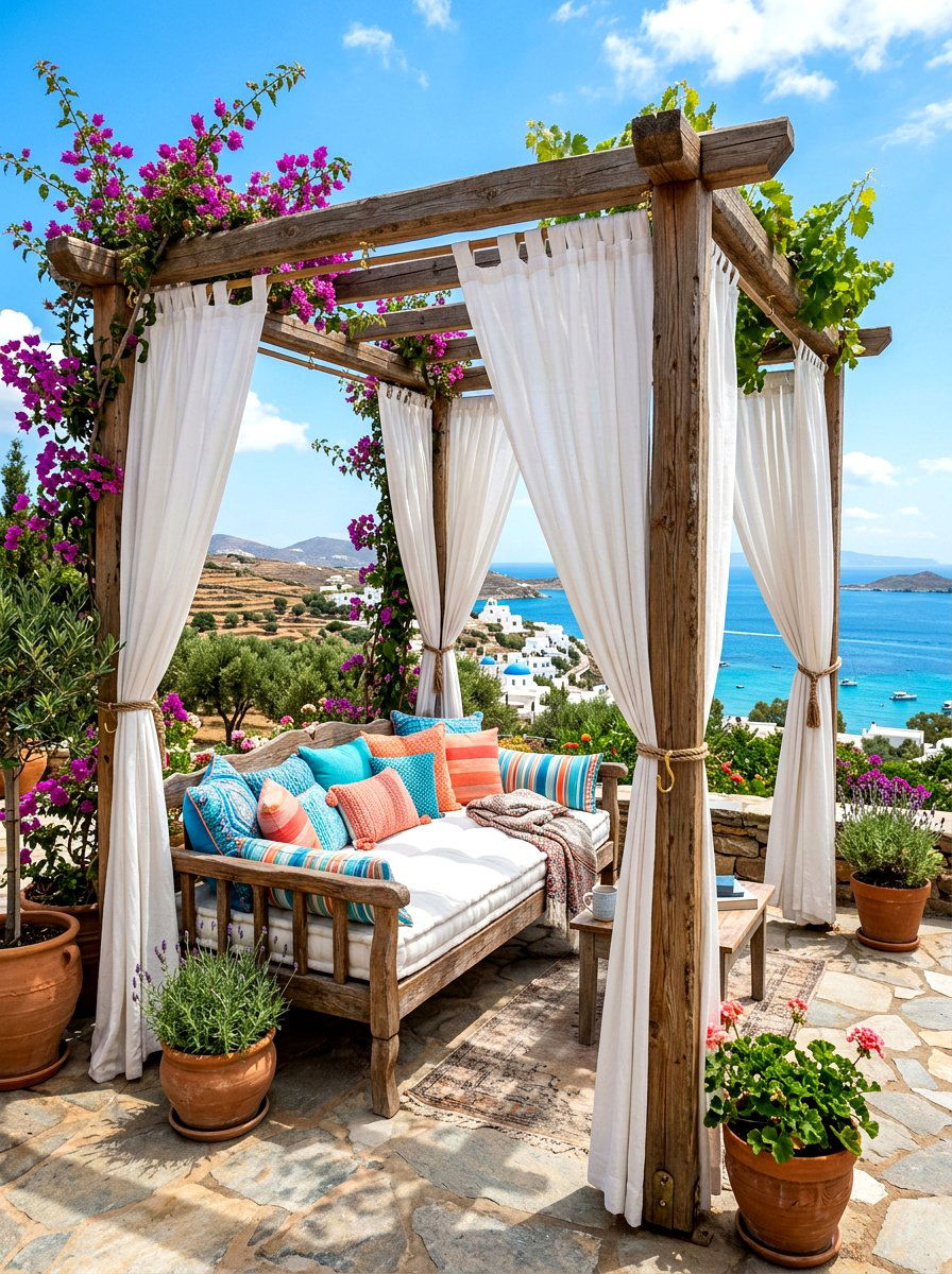 Small Pergola With Outdoor Curtains - 30 small pergola ideas