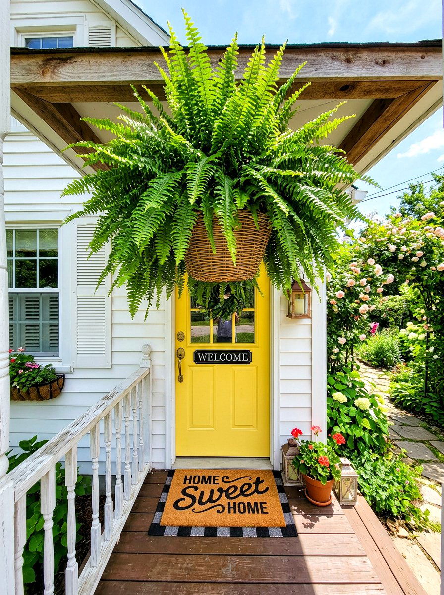 Small Porch Fern - 30 hanging fern porch ideas