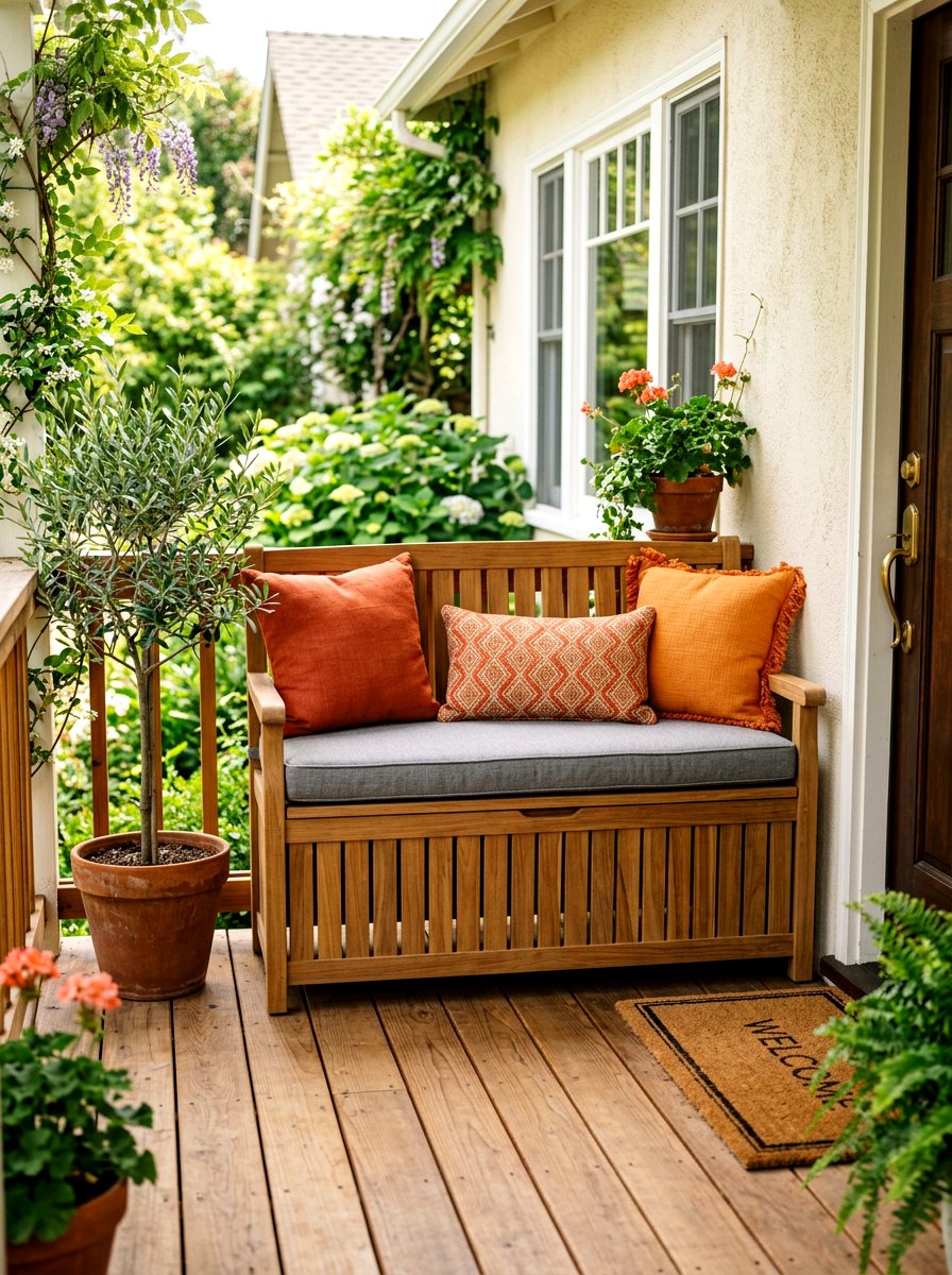 Small Porch Storage Bench - 30 small front porch ideas