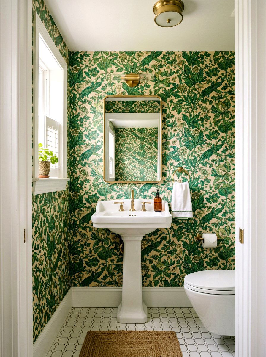 Small Powder Room Wallpaper - 30 tiny powder bath ideas