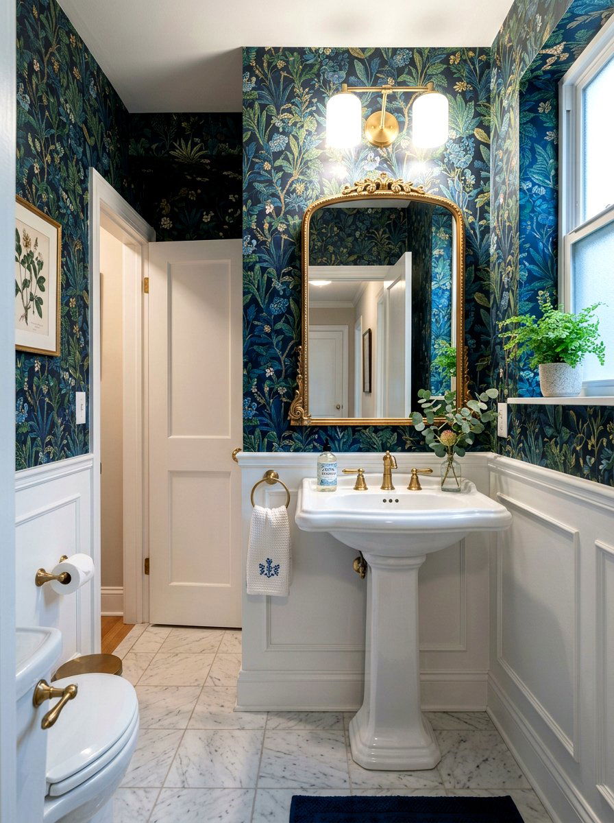 Small Powder Room Wallpaper - 30 guest bathroom ideas