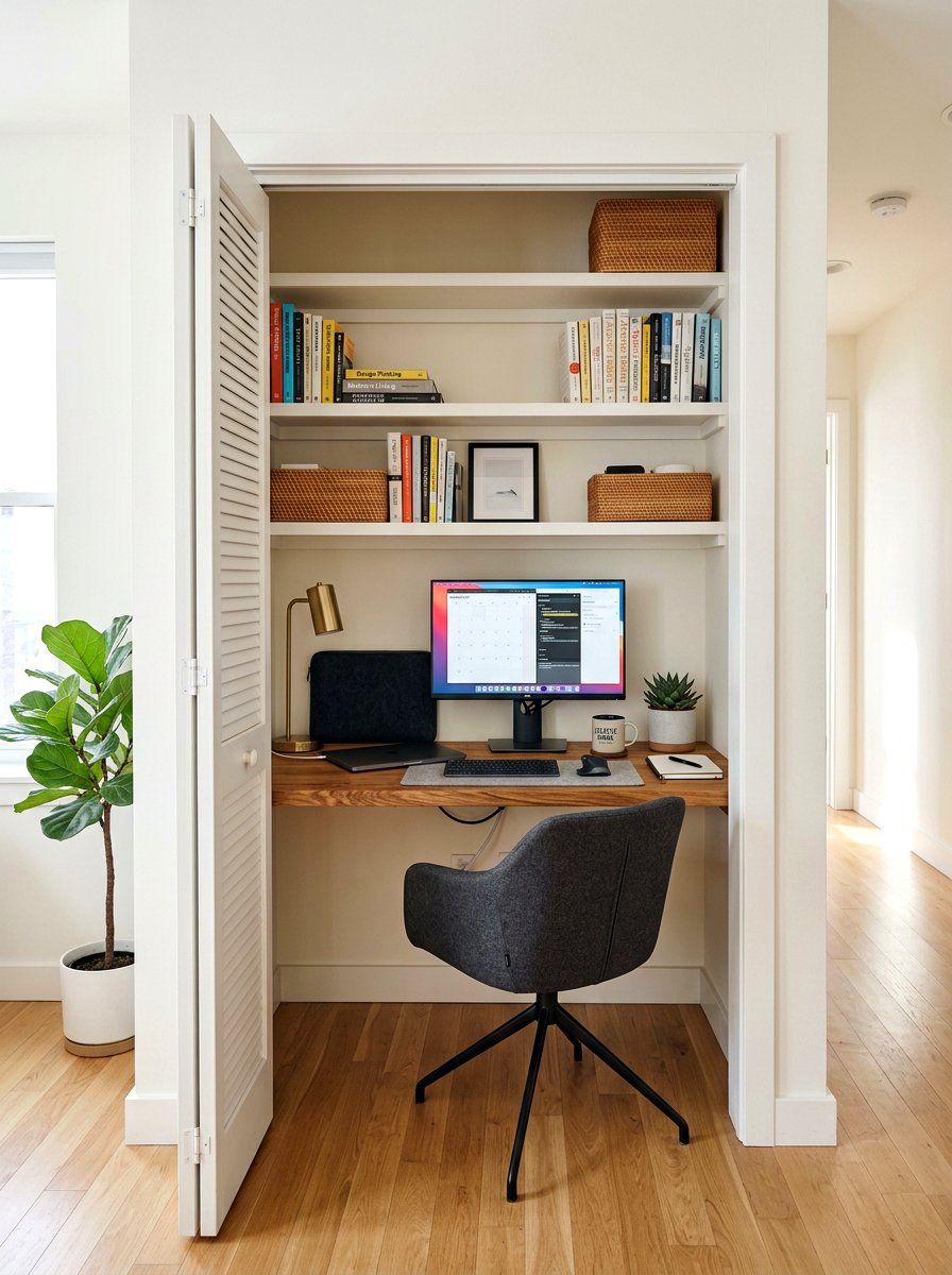 Small Reach In Closet Desk - 30 cloffice apartment ideas
