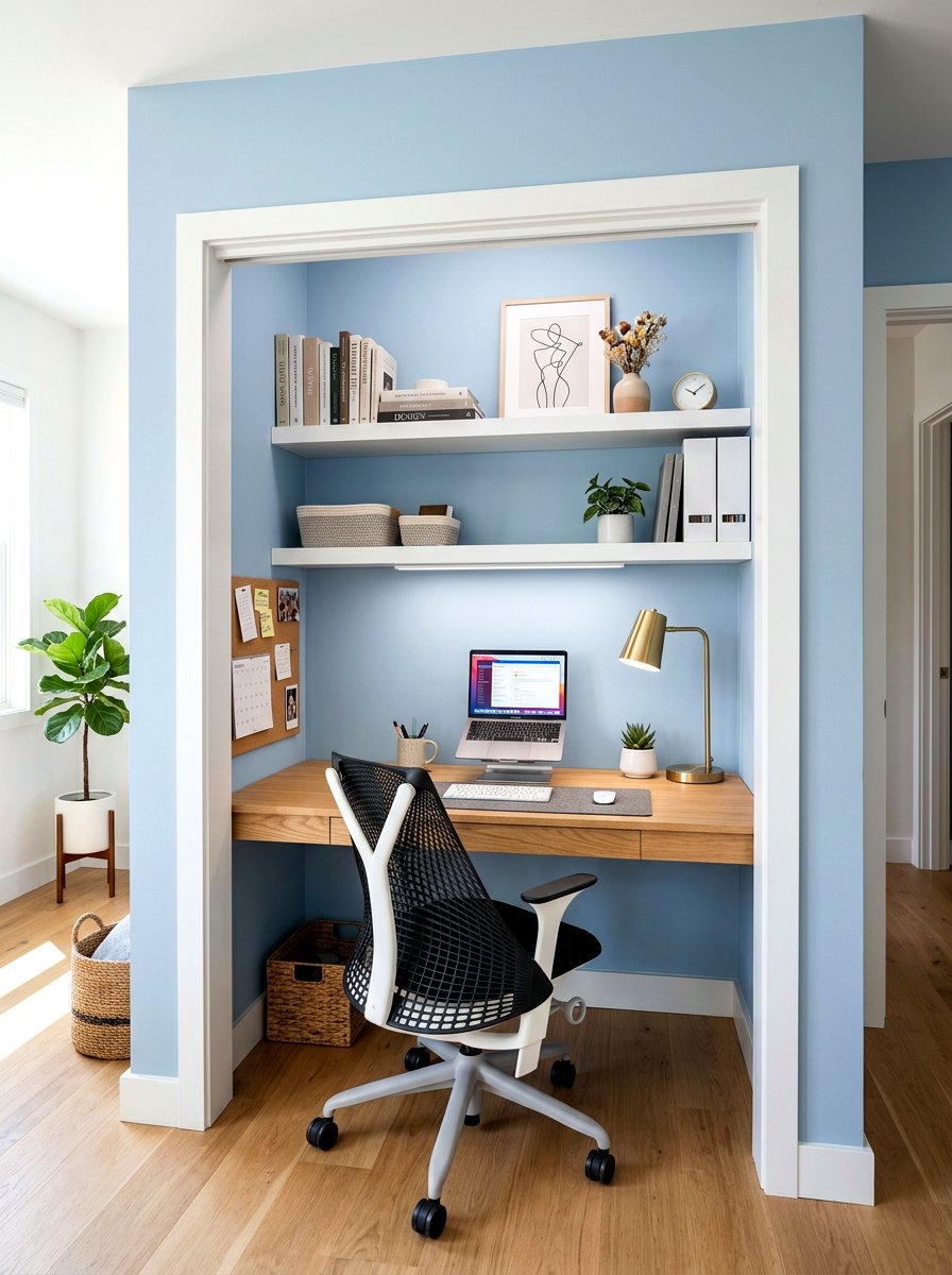 Small Reach In Closet Office - 30 cloffice ideas