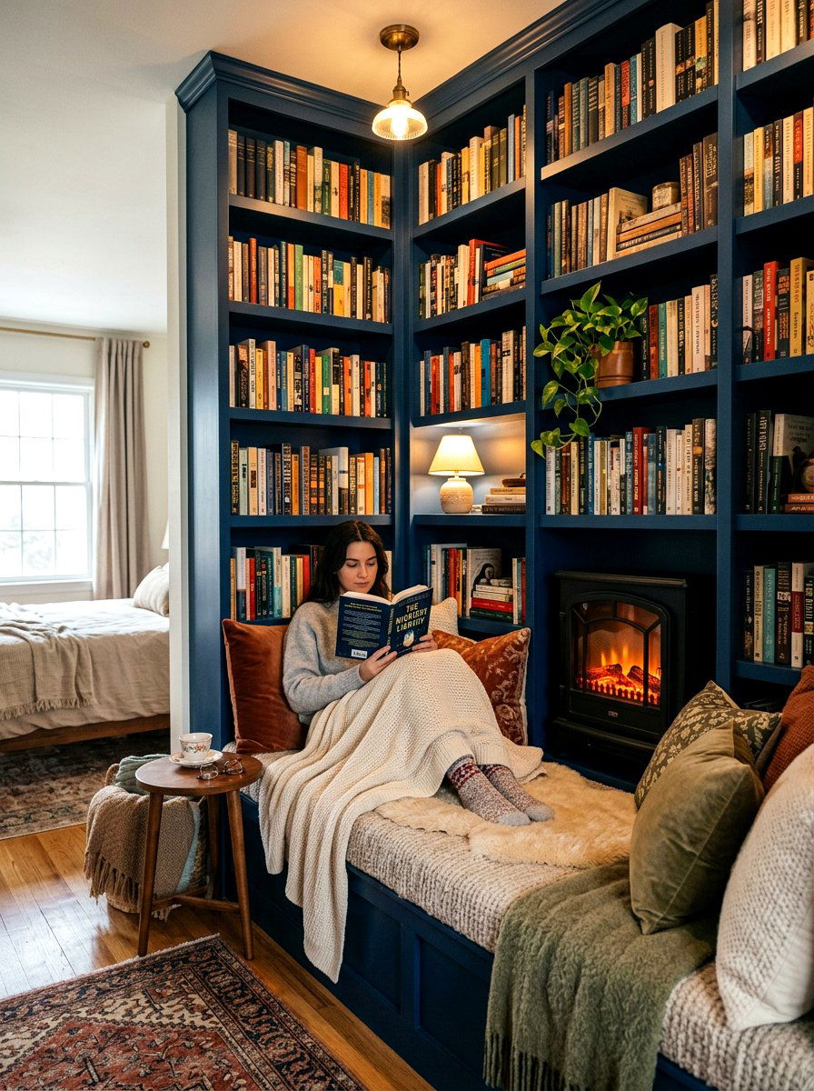 Small Reading Nook Fireplace - 30 library fireplace ideas