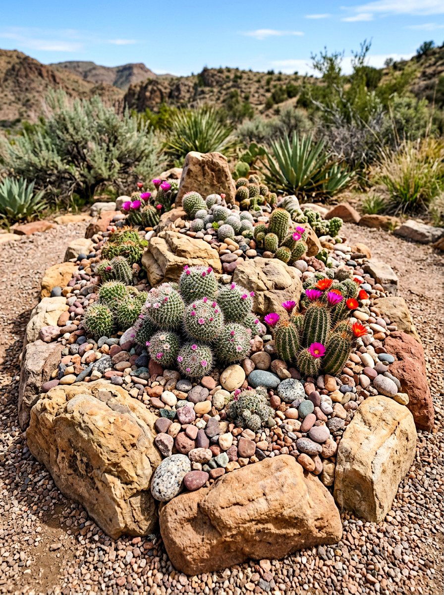 Small Rock Garden With Cacti - 30 cactus front yard ideas