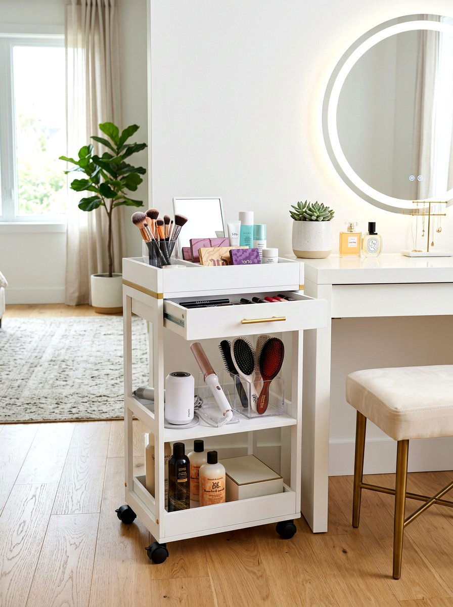 Small Rolling Vanity Cart - 30 aesthetic bathroom cart ideas