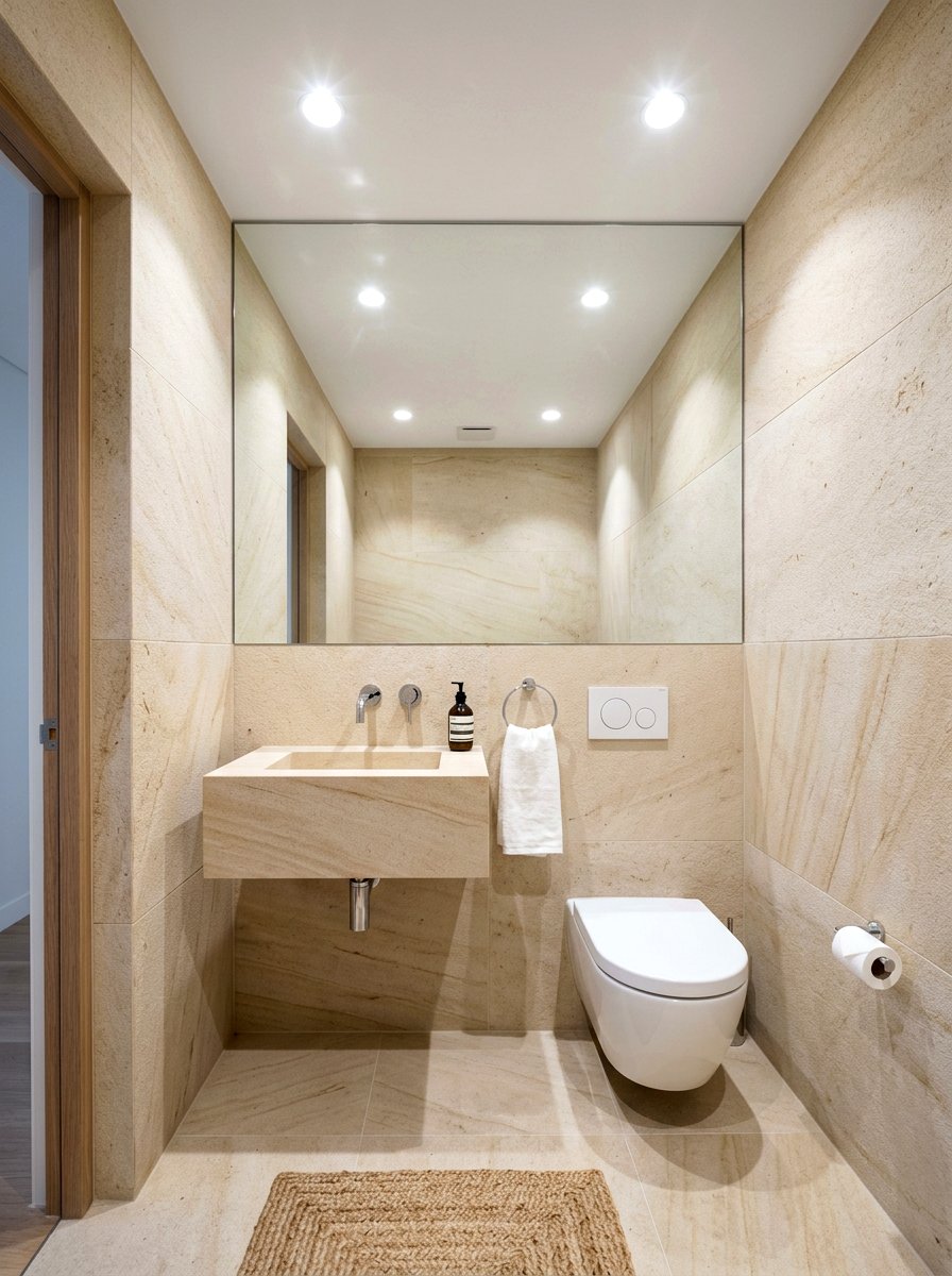 Small Sandstone Half Bath - 30 sandstone powder room ideas