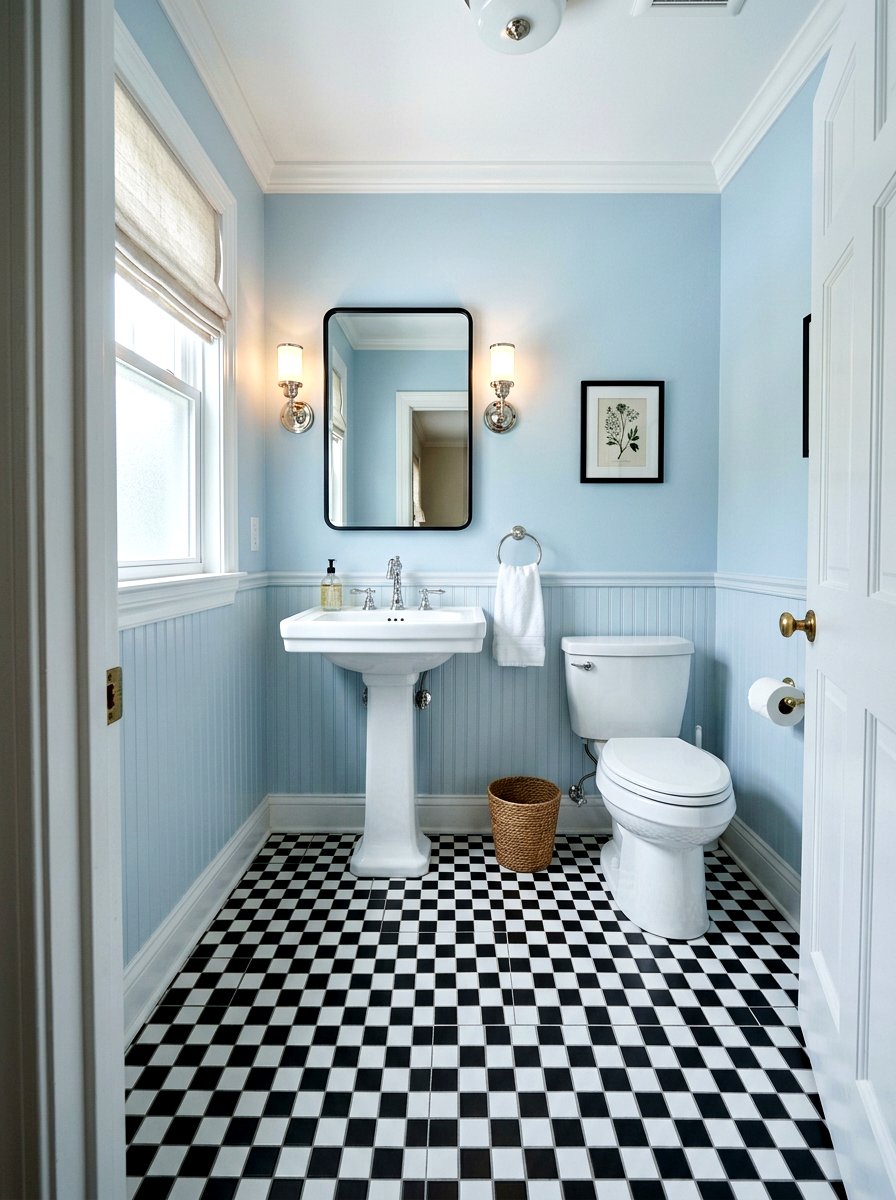 Small Scale Checkerboard Floor - 30 checkerboard bathroom floor ideas