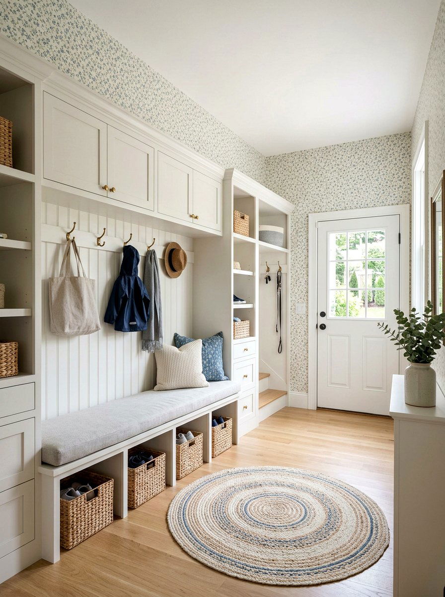 Small Scale Print Mudroom Wallpaper - 30 mudroom wallpaper ideas