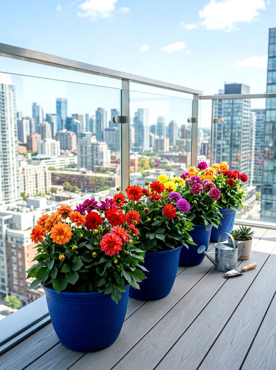 Small Space Balcony Dahlia Tubs - 30 dahlia garden ideas