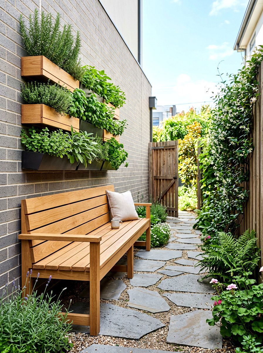 Small Space Bench - 30 built in bench backyard ideas