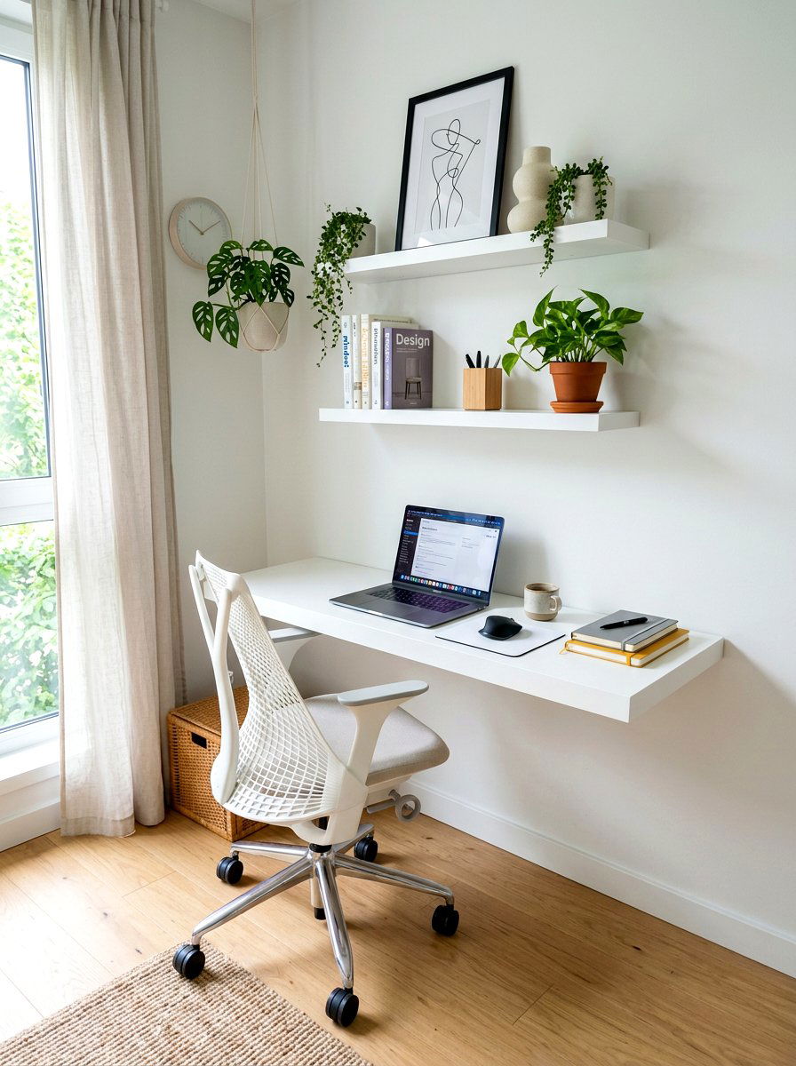 Small Space Floating Desk - 30 flexible apartment furniture ideas