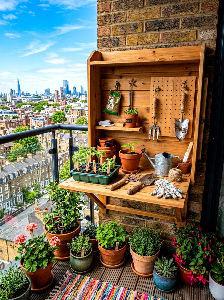 Small Space Folding Potting Station - 30 outdoor potting station ideas