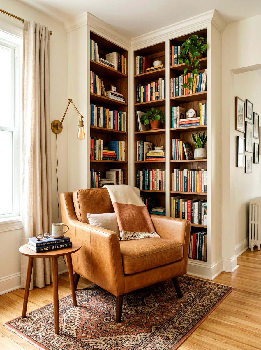 Small Space Leather Chair Reading Nook - 30 leather accent chair ideas