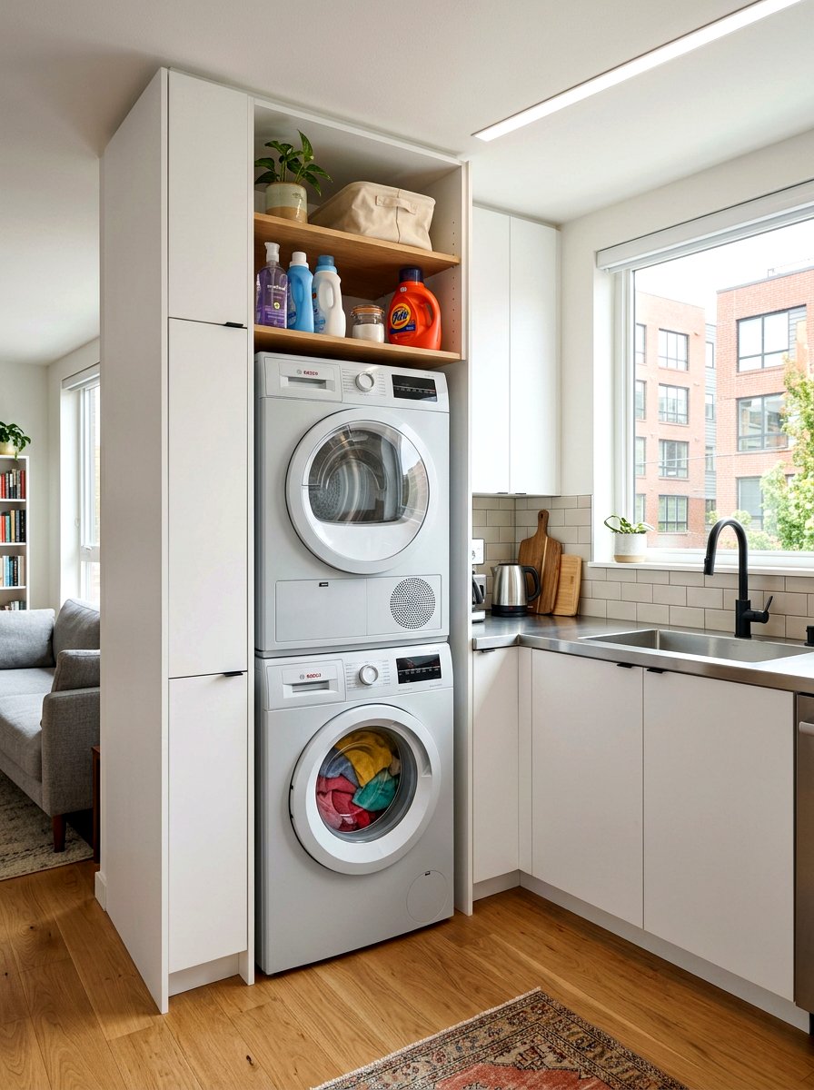 Small Space Stackable Laundry Pair - 30 stacked washer dryer ideas