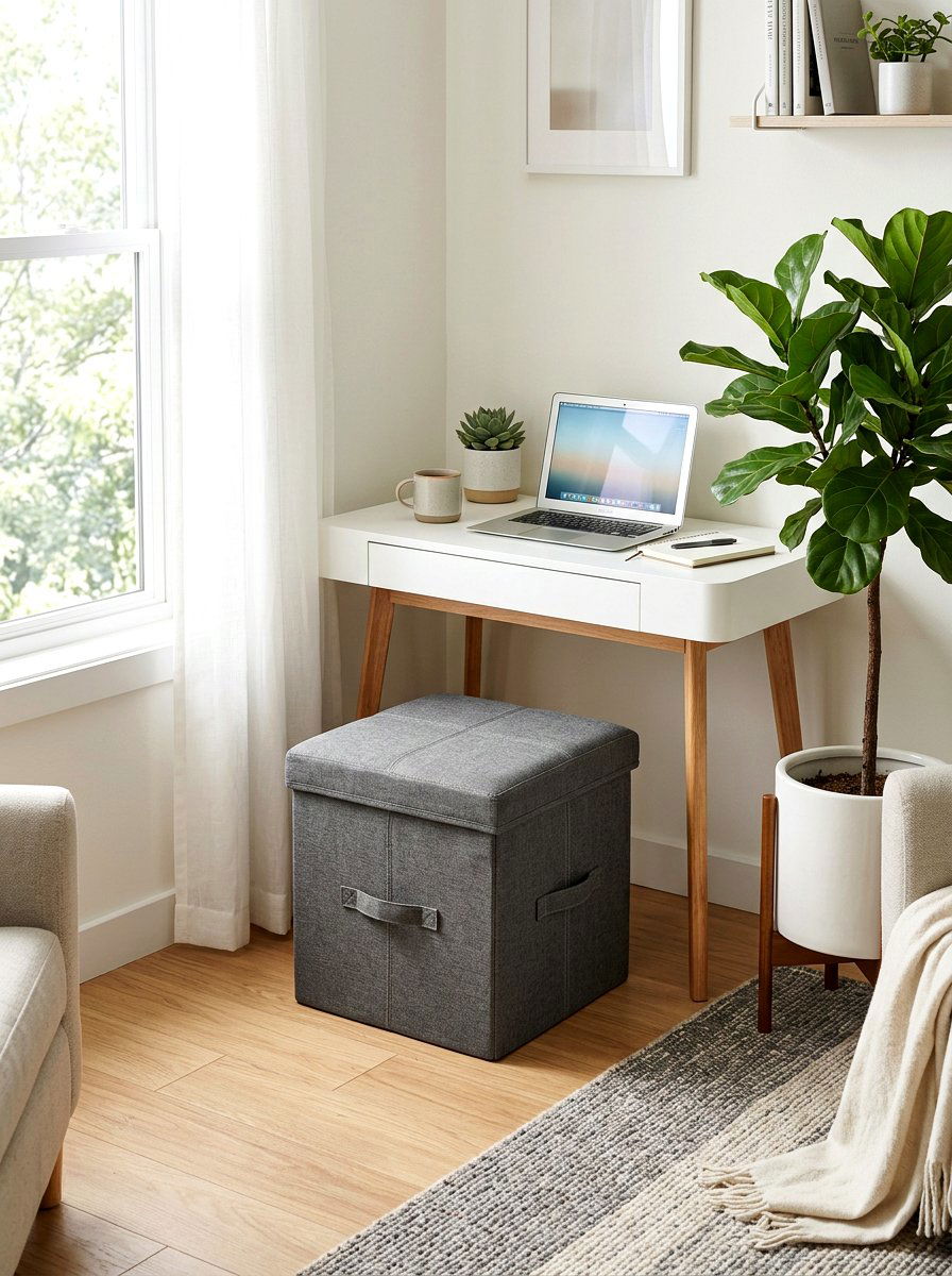 Small Square Folding Storage Ottoman - 30 hidden ottoman storage ideas