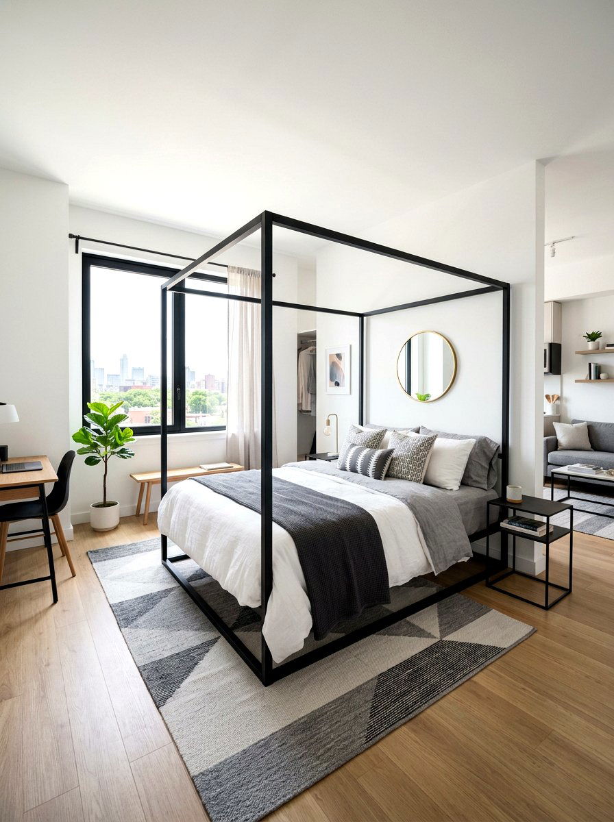 Small Studio Canopy Bed - 30 studio sleeping nook ideas